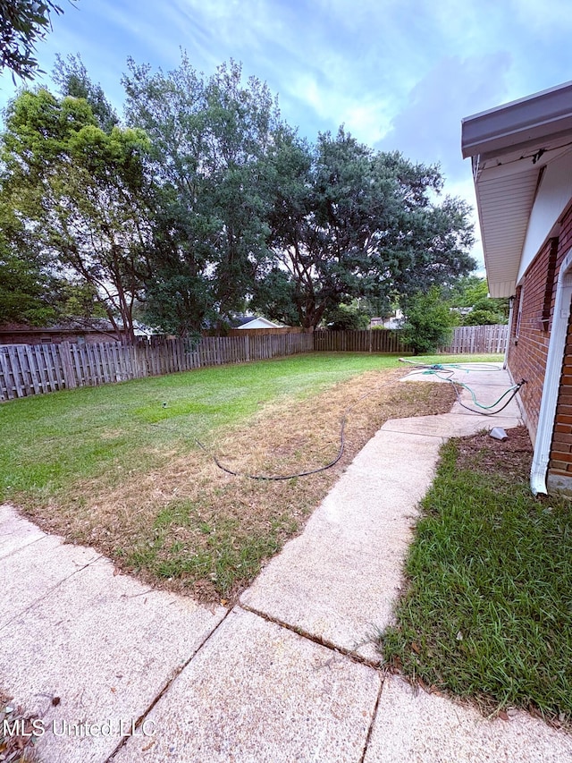 view of yard featuring a fenced backyard