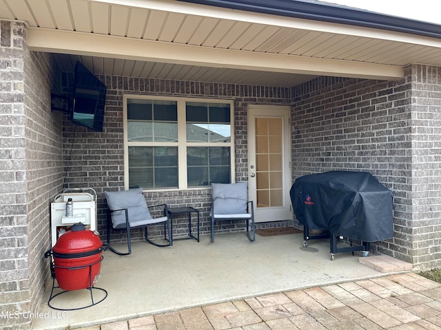 view of patio with area for grilling