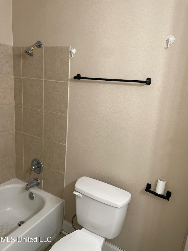 full bathroom with toilet and shower / bath combination