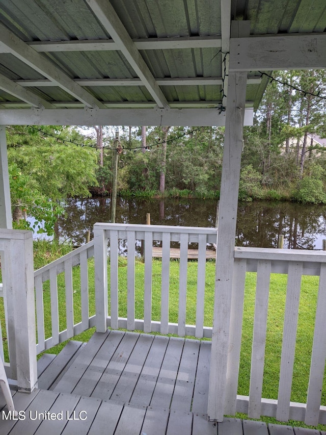 4021 Sailfish St, Bay Saint Louis, MS 39520 - wooden deck with a water view and a lawn