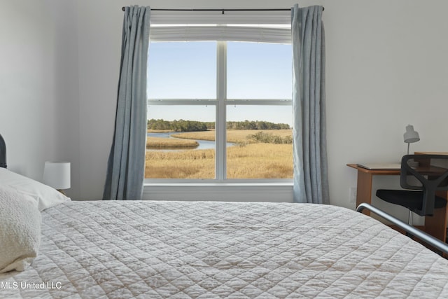 bedroom with a water view