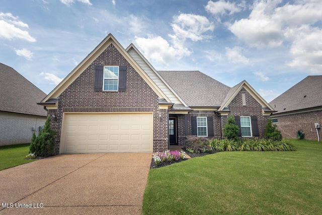 3289 Marion Ln, Southaven, MS 38672 - traditional home featuring brick siding, concrete driveway, a front lawn, and roof with shingles