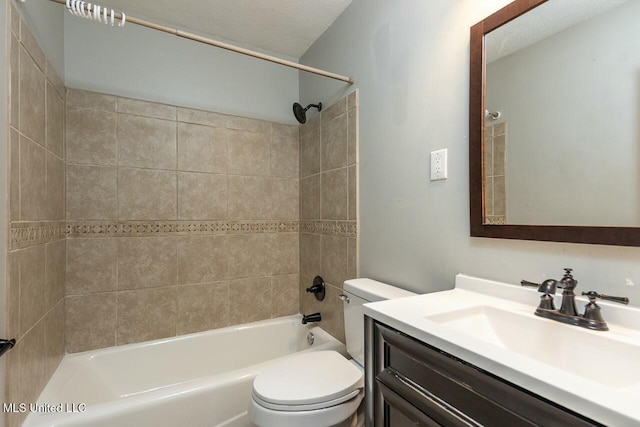 full bathroom featuring vanity,  shower combination, and toilet