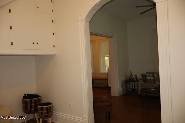 1009 Resca De La Palma St, Pascagoula, MS 39567 - hall with arched walkways and wood finished floors