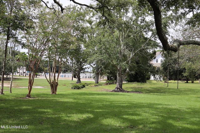 view of property's community with a lawn