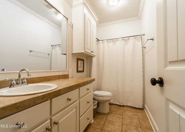 124 Westerly Pl, Madison, MS 39110 - full bath with ornamental molding, vanity, toilet, tile patterned flooring, and baseboards