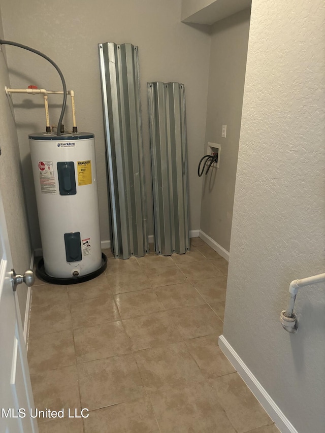 utility room with electric water heater