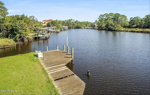 dock area featuring a water view