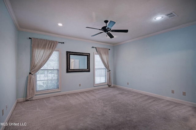 135 Mason Way, Madison, MS 39110 - carpeted empty room featuring plenty of natural light, crown molding, baseboards, a ceiling fan, and recessed lighting
