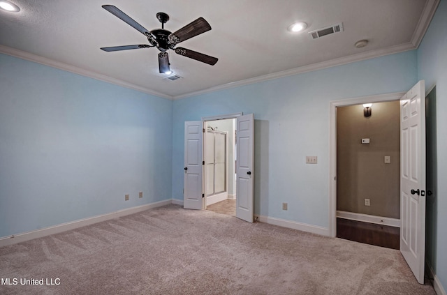 135 Mason Way, Madison, MS 39110 - unfurnished bedroom featuring carpet flooring, ornamental molding, baseboards, ceiling fan, and recessed lighting