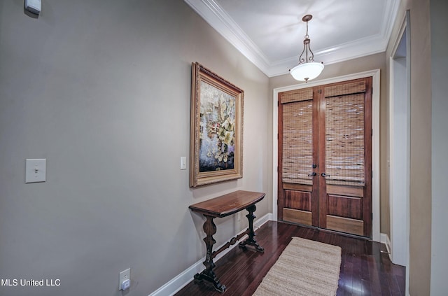 135 Mason Way, Madison, MS 39110 - foyer entrance with ornamental molding, dark wood-style flooring, baseboards, and french doors