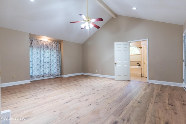 additional living space featuring a ceiling fan, light wood-style floors, and baseboards