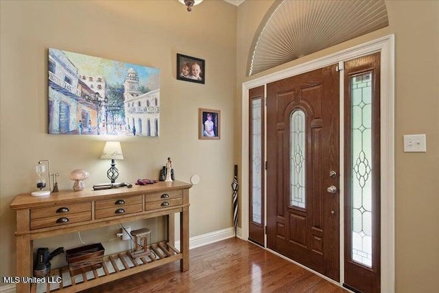 foyer featuring dark wood-type flooring