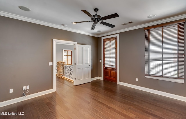 101 Commons Pl, Ridgeland, MS 39157 - unfurnished room featuring baseboards, a ceiling fan, visible vents, and wood finished floors