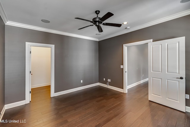 101 Commons Pl, Ridgeland, MS 39157 - empty room with baseboards, ceiling fan, crown molding, and wood finished floors