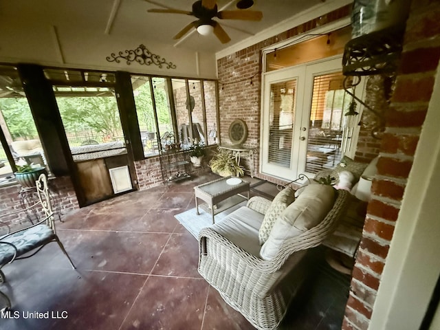 771 Versailles Dr, Ridgeland, MS 39157 - sunroom / solarium with french doors, ceiling fan, and plenty of natural light