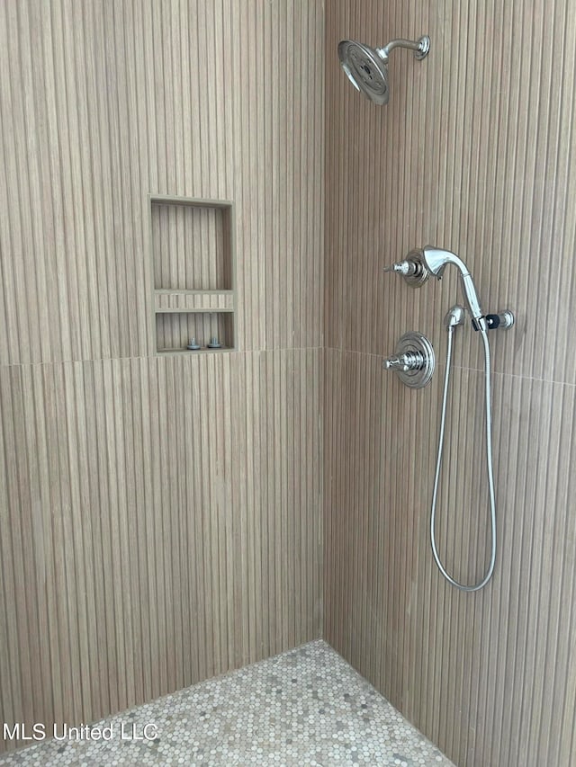 interior details with tiled shower