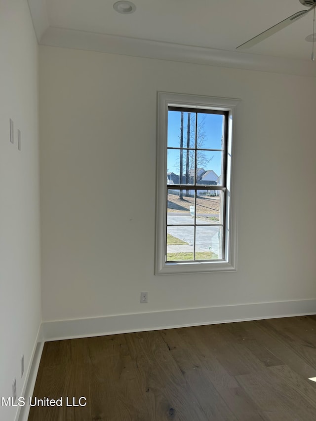 empty room featuring plenty of natural light and dark hardwood / wood-style floors