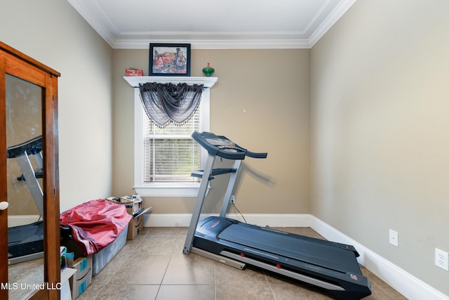 24000 Robert E Lee Rd, Lucedale, MS 39452 - workout room with crown molding and tile patterned flooring