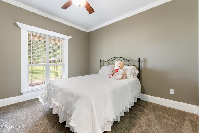 24000 Robert E Lee Rd, Lucedale, MS 39452 - carpeted bedroom with ornamental molding and a ceiling fan