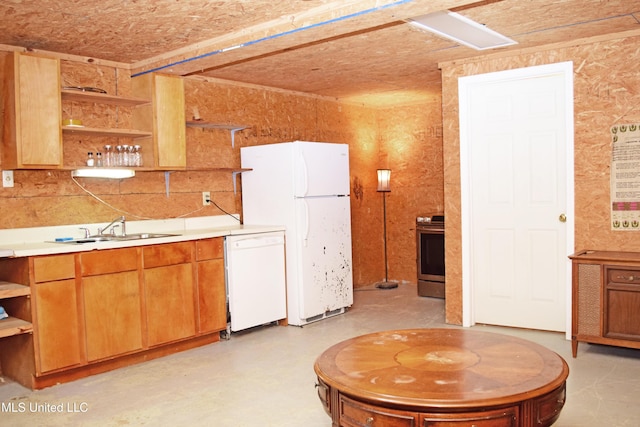 24000 Robert E Lee Rd, Lucedale, MS 39452 - kitchen with open shelves, white appliances, and light countertops