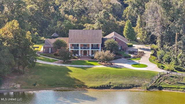 607 Tiffintown Rd, Vicksburg, MS 39183 - bird's eye view featuring a wooded view and a water view