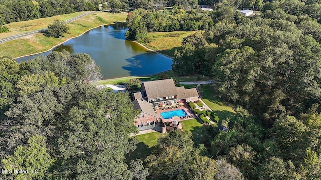 607 Tiffintown Rd, Vicksburg, MS 39183 - bird's eye view featuring a water view and a wooded view