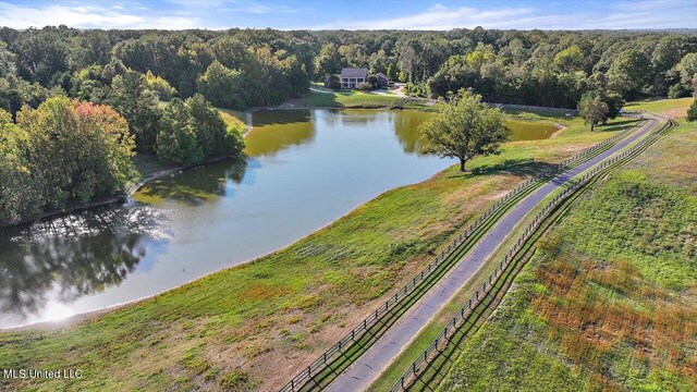 607 Tiffintown Rd, Vicksburg, MS 39183 - aerial view featuring a wooded view and a water view