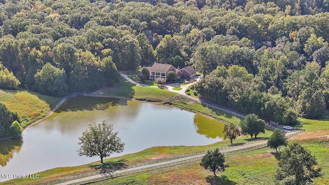 607 Tiffintown Rd, Vicksburg, MS 39183 - bird's eye view featuring a rural view, a wooded view, and a water view