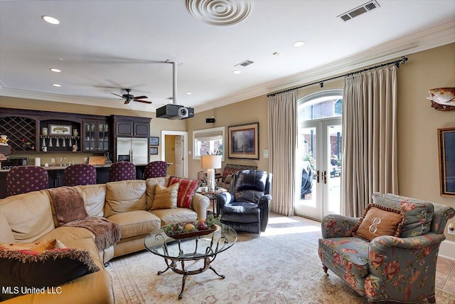 607 Tiffintown Rd, Vicksburg, MS 39183 - living area featuring a wealth of natural light, ornamental molding, and visible vents