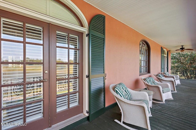607 Tiffintown Rd, Vicksburg, MS 39183 - exterior space with covered porch, ceiling fan, and french doors
