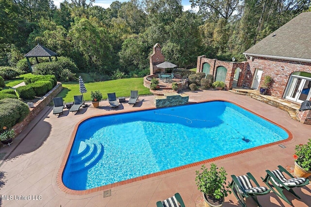 607 Tiffintown Rd, Vicksburg, MS 39183 - pool featuring a patio area, a lawn, and a gazebo