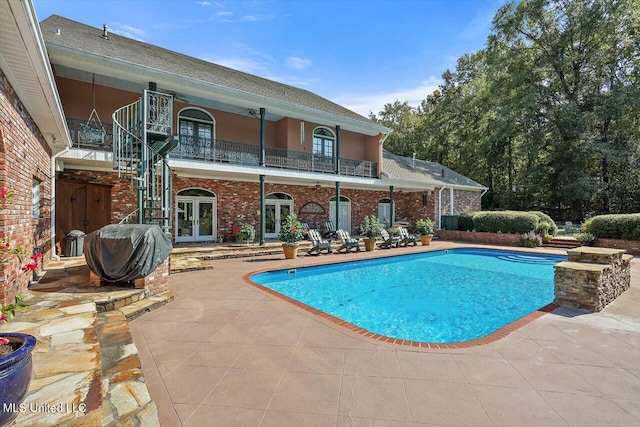 607 Tiffintown Rd, Vicksburg, MS 39183 - pool featuring grilling area, french doors, and a patio