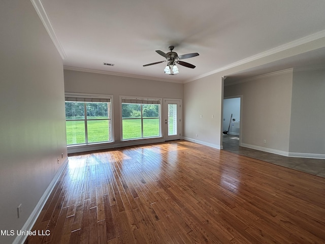8 Jennie Ln, Picayune, MS 39466 - unfurnished room with a ceiling fan, hardwood / wood-style flooring, ornamental molding, and baseboards
