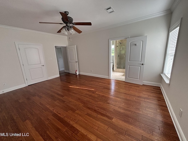 8 Jennie Ln, Picayune, MS 39466 - unfurnished bedroom with ornamental molding, wood-type flooring, multiple windows, baseboards, and ensuite bath