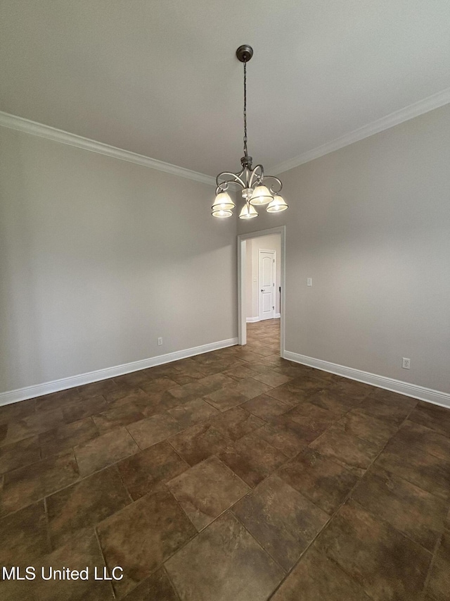 8 Jennie Ln, Picayune, MS 39466 - empty room with crown molding, a chandelier, and baseboards