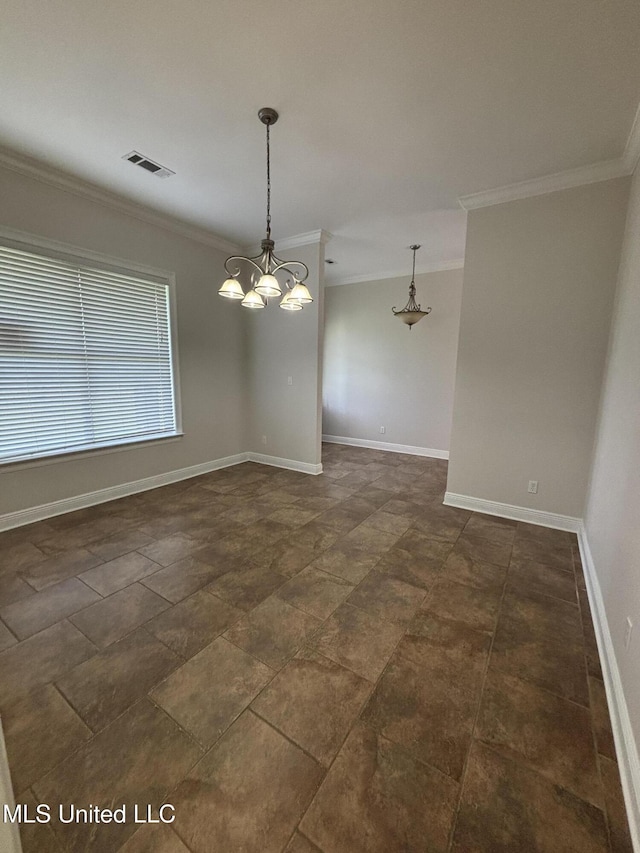 8 Jennie Ln, Picayune, MS 39466 - spare room featuring ornamental molding, a chandelier, and baseboards