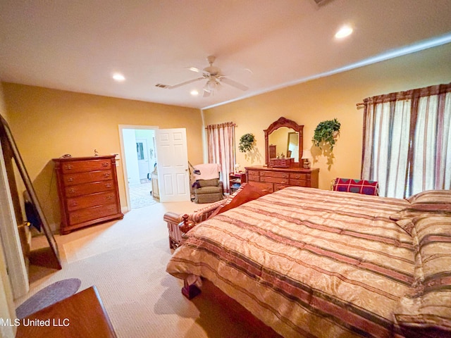 8855 Pine Springs Rd, Meridian, MS 39305 - bedroom with recessed lighting, carpet floors, and ceiling fan