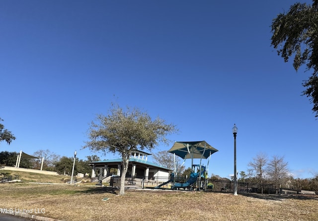 view of yard featuring a playground