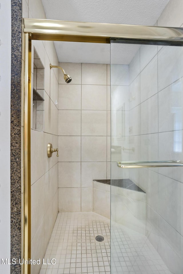 bathroom with a shower stall