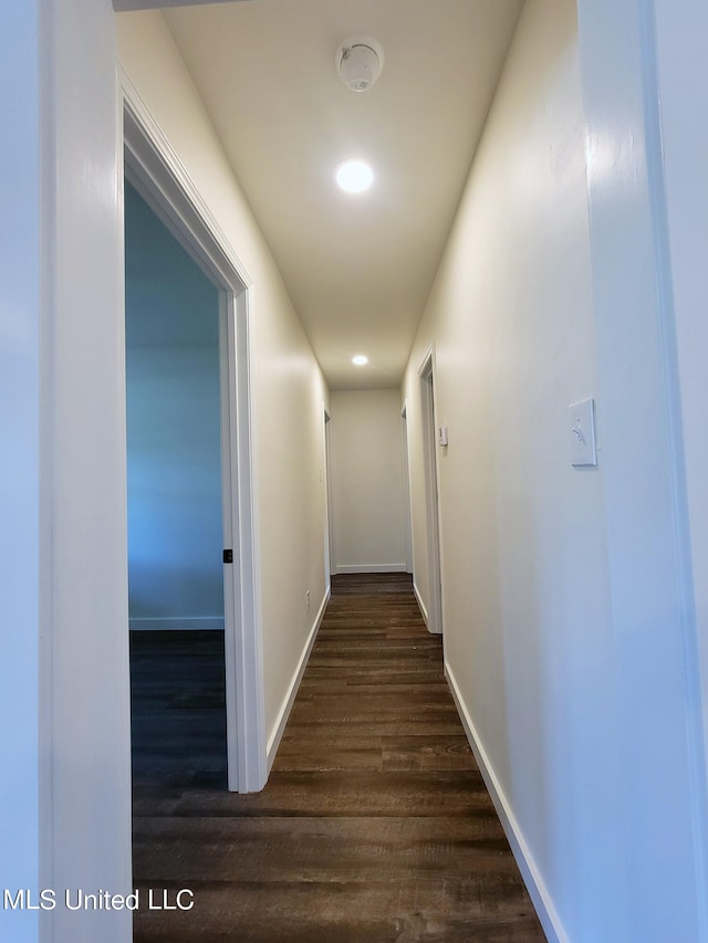 hall featuring dark hardwood / wood-style flooring