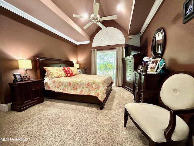 6520 Pleasant Grove Rd, Carthage, MS 39051 - carpeted bedroom with lofted ceiling and a ceiling fan