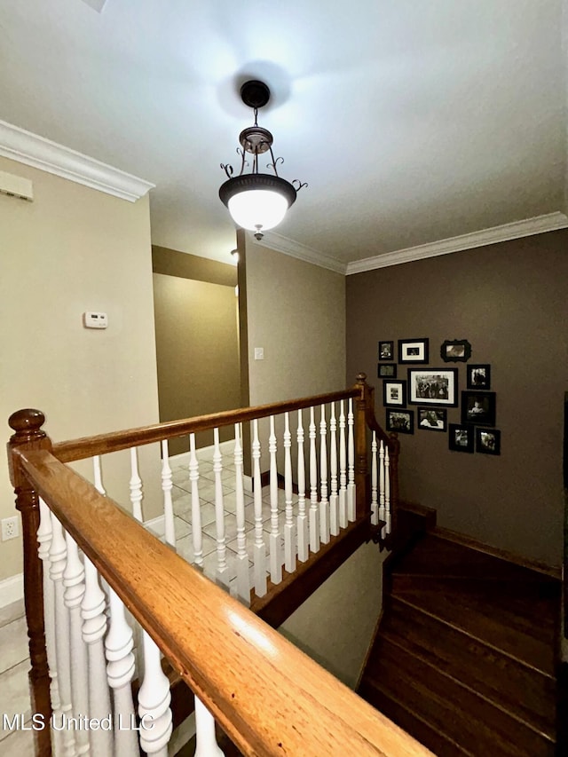 6520 Pleasant Grove Rd, Carthage, MS 39051 - stairway with ornamental molding and baseboards