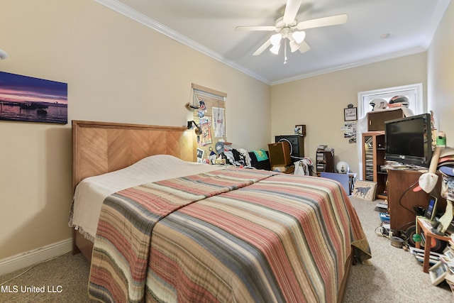 2325 Rue Beaux Chenes, Ocean Springs, MS 39564 - bedroom featuring carpet flooring, crown molding, baseboards, and a ceiling fan
