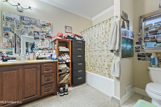 2325 Rue Beaux Chenes, Ocean Springs, MS 39564 - full bath with crown molding, toilet, vanity, and shower / tub combo