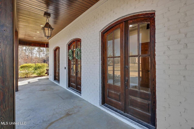 doorway to property with french doors