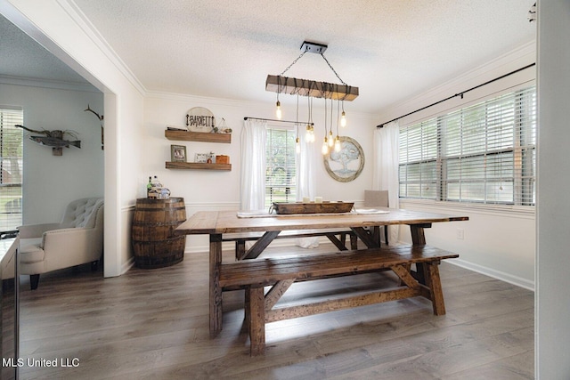 7101 Blue Grass Rd, Olive Branch, MS 38654 - dining room featuring ornamental molding, wood finished floors, and a textured ceiling