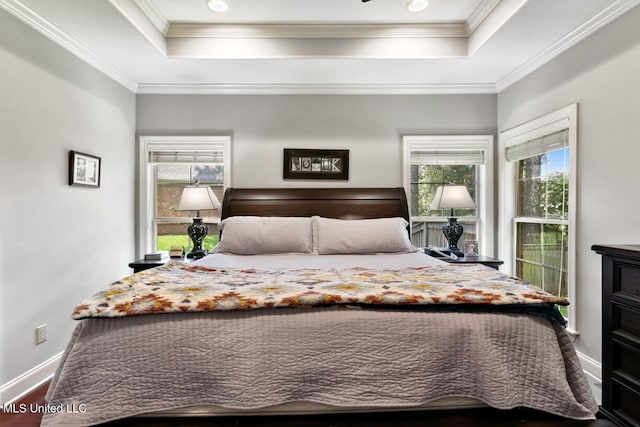 103 Maple Grv, Madison, MS 39110 - bedroom with a tray ceiling, ornamental molding, and wood finished floors