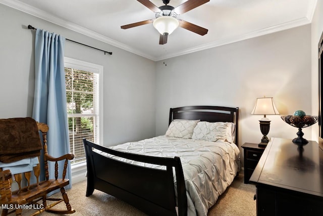 103 Maple Grv, Madison, MS 39110 - bedroom featuring light colored carpet, ornamental molding, and a ceiling fan