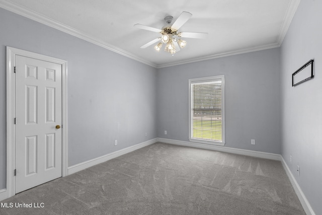 706 Danforth Dr, Madison, MS 39110 - carpeted spare room with ornamental molding, a ceiling fan, and baseboards
